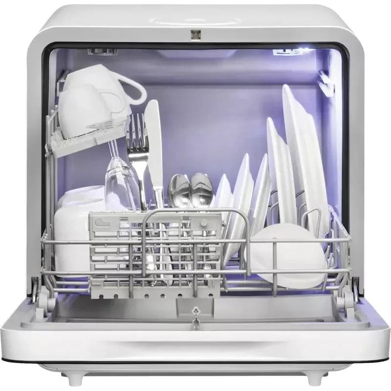 Bomann TSG 5702 Tabletop Dishwasher White with 5L Water Tank, 2 Place Settings, 6 Programs, Energy Class F