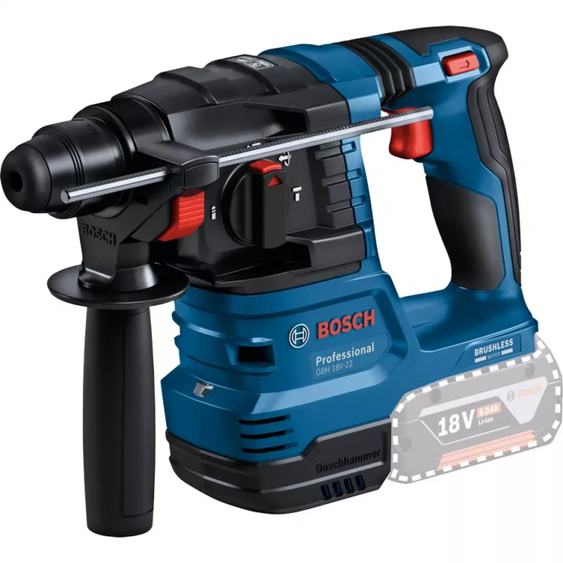 Bosch 18V Professional Set Rotary Hammer GBH 18V-22 + Drill Driver GSR 18V-45 - (blue/black, 2x Li-Ion Battery 4.0Ah, Hammer Drill Bit and Bit Set, Tool Bag) (0615V0003D)
