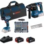 Bosch 18V Professional Set Rotary Hammer GBH 18V-22 + Drill Driver GSR 18V-45 - (blue/black, 2x Li-Ion Battery 4.0Ah, Hammer Drill Bit and Bit Set, Tool Bag) (0615V0003D)