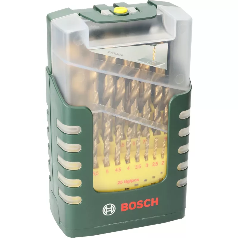 Bosch 2607017154 HSS Twist Drill Bit Set 25-Piece TiN Coated Cylindrical Shank