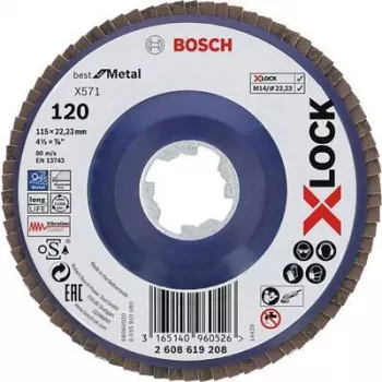 Bosch Accessories 2608619208 X-LOCK Fibre Disc Ø 115 mm Grit 120 Zirconia Alumina for Stainless Steel