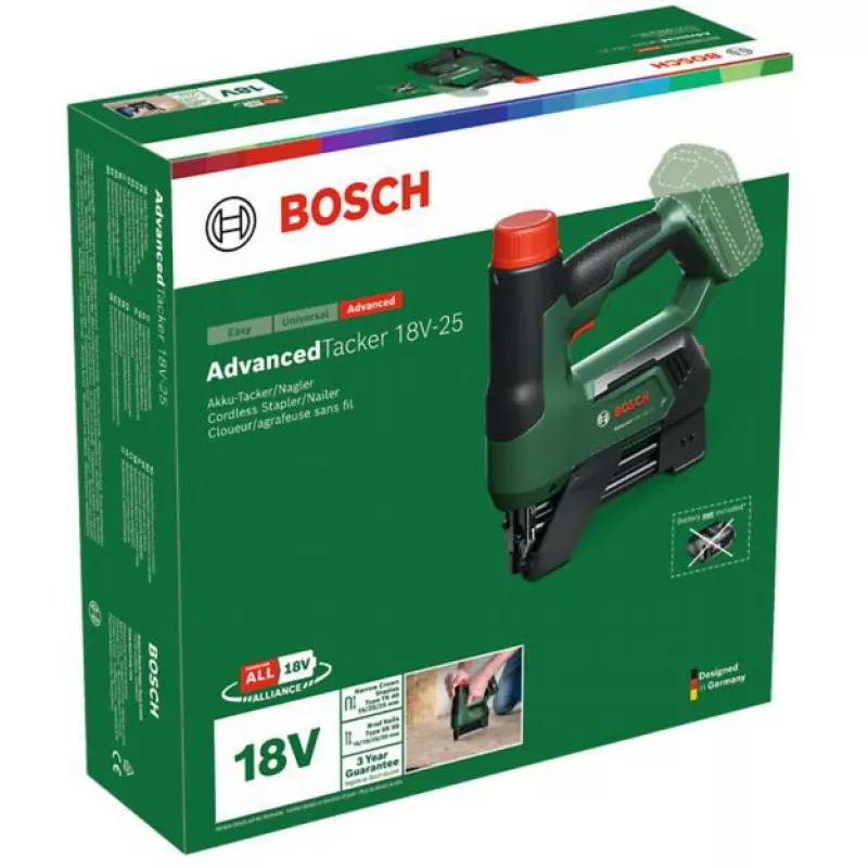 Bosch AdvancedTacker 18V-25 Cordless Stapler/Nailer (Bare Tool) Green/Black