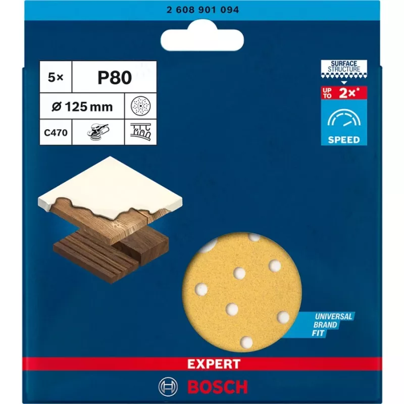 Bosch Expert C470 Sanding Disc 125mm P80 Multi-Hole (50 Pack)
