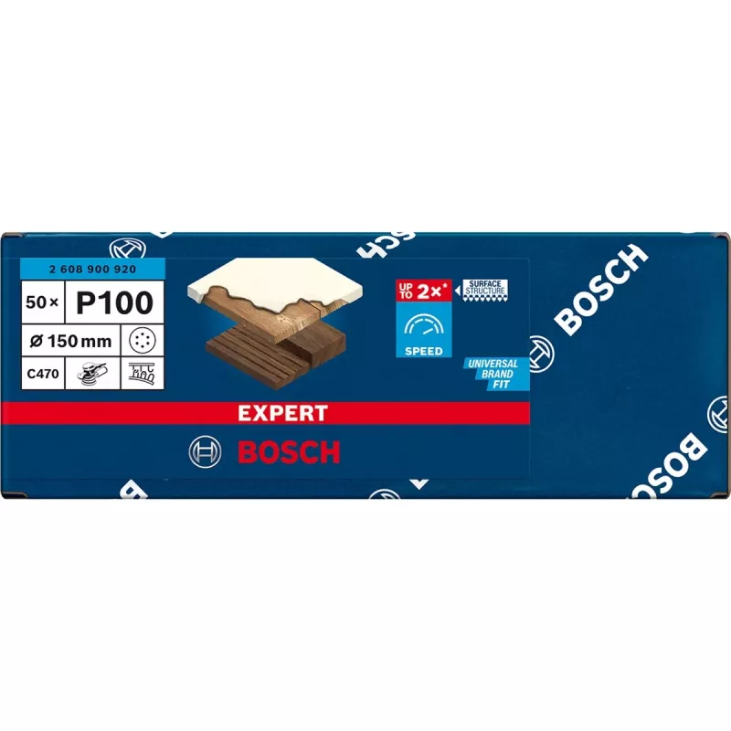Bosch EXPERT C470 Sanding Disc 150 mm Grit 100, 50-Pack 2608900920