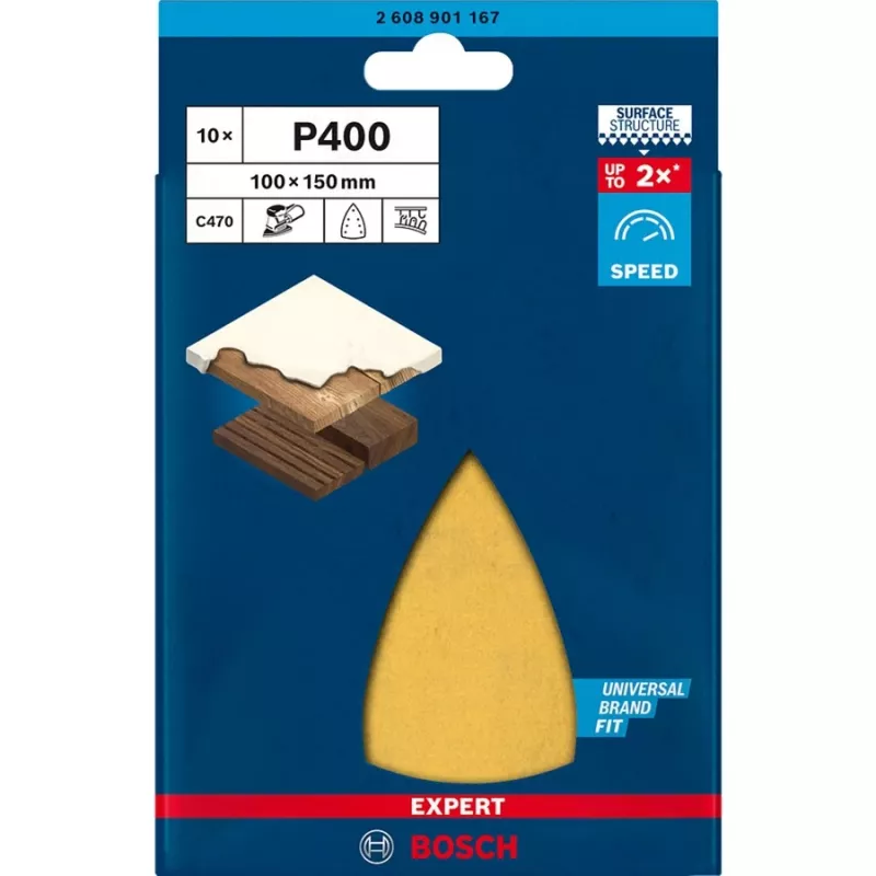 Bosch EXPERT C470 Sanding Sheet 100x150mm Grit 400 (10-Pack) 2608901167