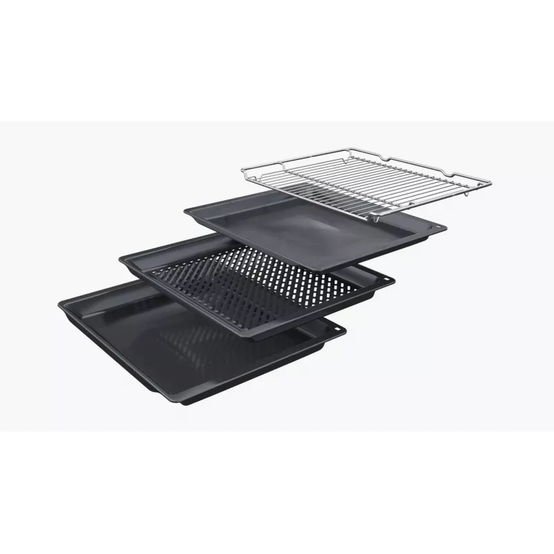 Bosch HBG7341B1 Series 8 Built-in Electric Oven, 71L, Pyrolytic Self-Cleaning, Black, 60 cm