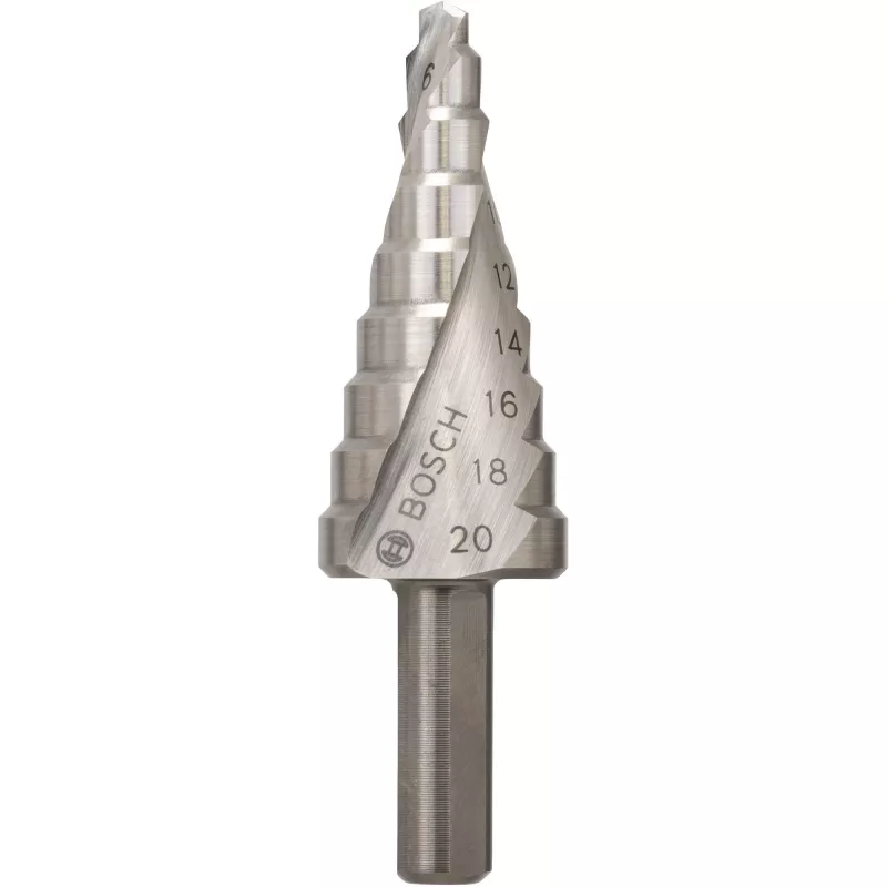 Bosch HSS Step Drill Bit 4-20 mm, 3-Flat Shank, 70.5 mm Length 2608597519