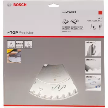 BOSCH POWERTOOLS Best for Wood Circular Saw Blade, Ø 250 mm, 40 Teeth, 30 mm Bore, for Table Saws