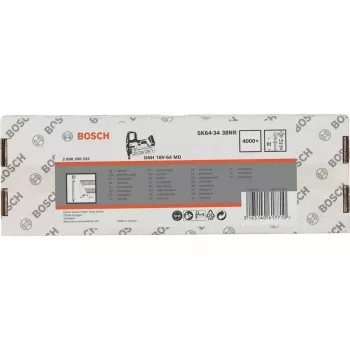 BOSCH POWERTOOLS Countersunk Finish Nails SK64-34 38NR, 34° / 1.8 mm / 15 ga (Stainless Steel, 4000 Pieces)