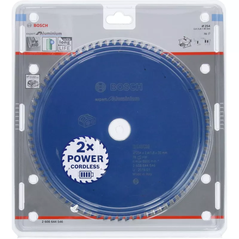 BOSCH POWERTOOLS Expert for Aluminium Circular Saw Blade 254mm x 30mm Bore, 78 Teeth, HLTCG, for Cordless Table Saws
