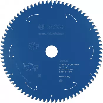 BOSCH POWERTOOLS Expert for Aluminium Circular Saw Blade 254mm x 30mm Bore, 78 Teeth, HLTCG, for Cordless Table Saws