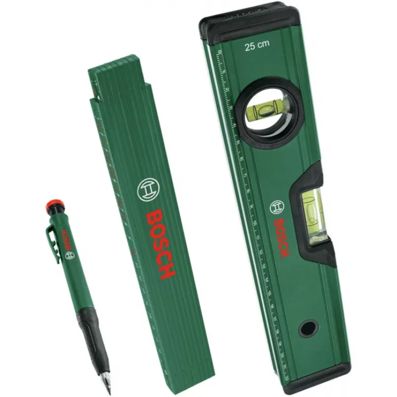 Bosch PowerTools Marking Set, 3-Piece (Green/Black) – Deep Hole Marker, Universal Marker & Carpenter's Pencil