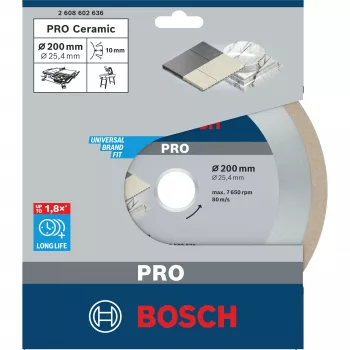 BOSCH POWERTOOLS PRO Ceramic Diamond Cutting Disc, Ø 200 mm (Bore 25.4 mm)