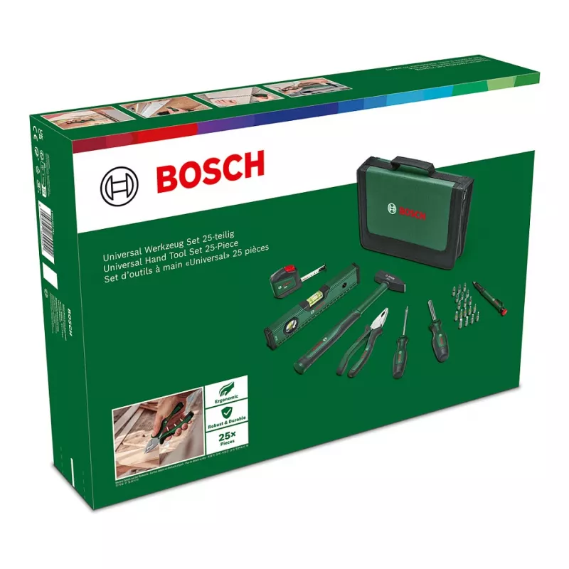 Bosch Universal Hand Tool Set, 25-Piece (Green, with Tool Bag)