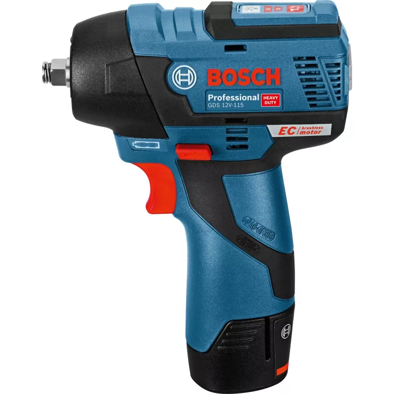 Bosch Professional GDS 12V-115 Cordless Impact Wrench with 2x 3.0Ah Li-Ion Batteries, L-BOXX