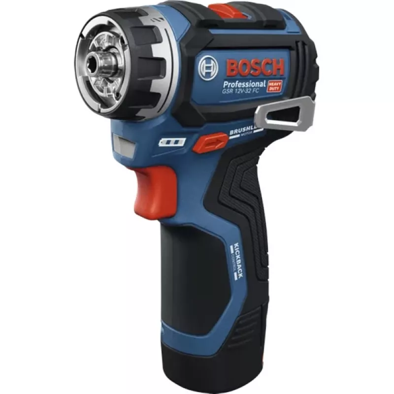 Bosch Professional GSR 12V-32 FC Cordless Drill/Driver 12V (Blue/Black, Bare Unit, 5 Adapters, L-BOXX)