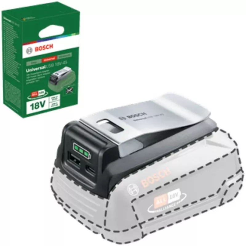 Bosch UniUSB 18V-15 Charger for 18V POWER FOR ALL Batteries with USB-C Port (1600A02WS1)
