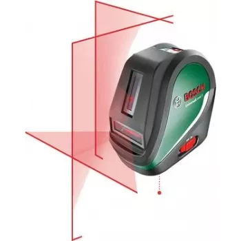 Bosch Universal Level 3 Cross Line Laser with Plumb Points, 10 m Range, Red Beam, ±0.5 mm/m Accuracy, Automatic Self-Levelling, 1/4 inch Tripod Thread, 4x AA Batteries 0603663904