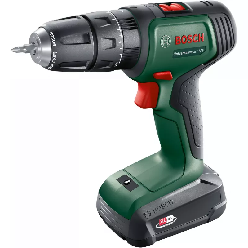 BOSCH UniversalImpact 18V Cordless Impact Drill (Green/Black, 2x1.5Ah Li-Ion, 241-Piece Set)
