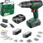 BOSCH UniversalImpact 18V Cordless Impact Drill (Green/Black, 2x1.5Ah Li-Ion, 241-Piece Set)