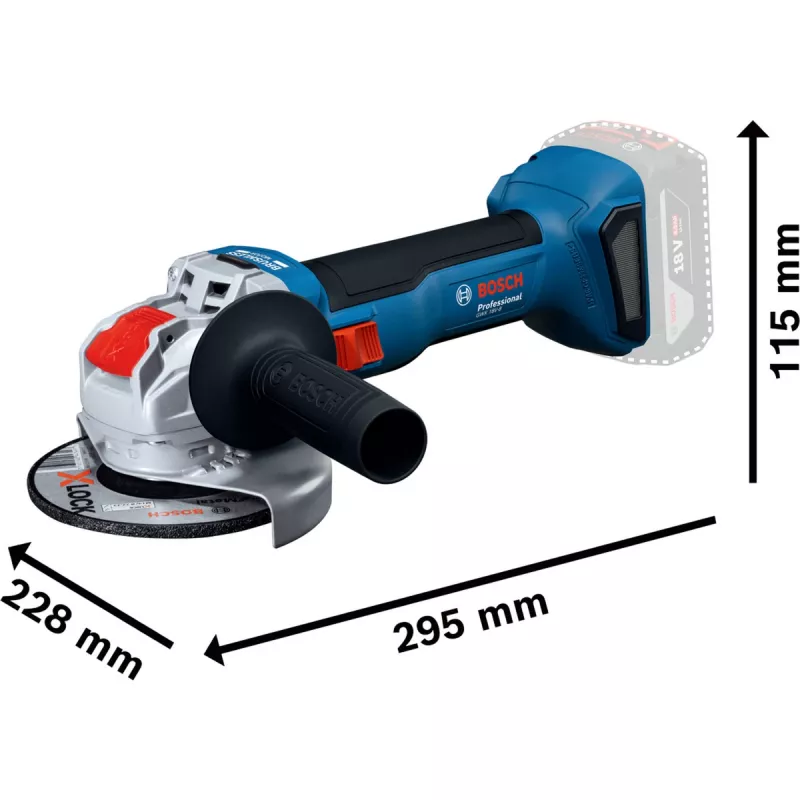 BOSCH X-LOCK Cordless Angle Grinder GWX 18V-8 Professional Solo, 18V, Blue/Black, 125 mm (Bare Tool)