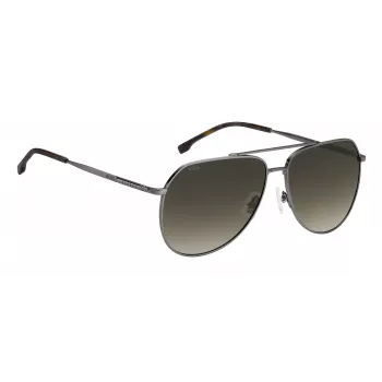 BOSS Man BOSS1447SKJ1G Rectangular Sunglasses - Black Acetate Frame, Grey Polycarbonate Lenses, UV400 Protection