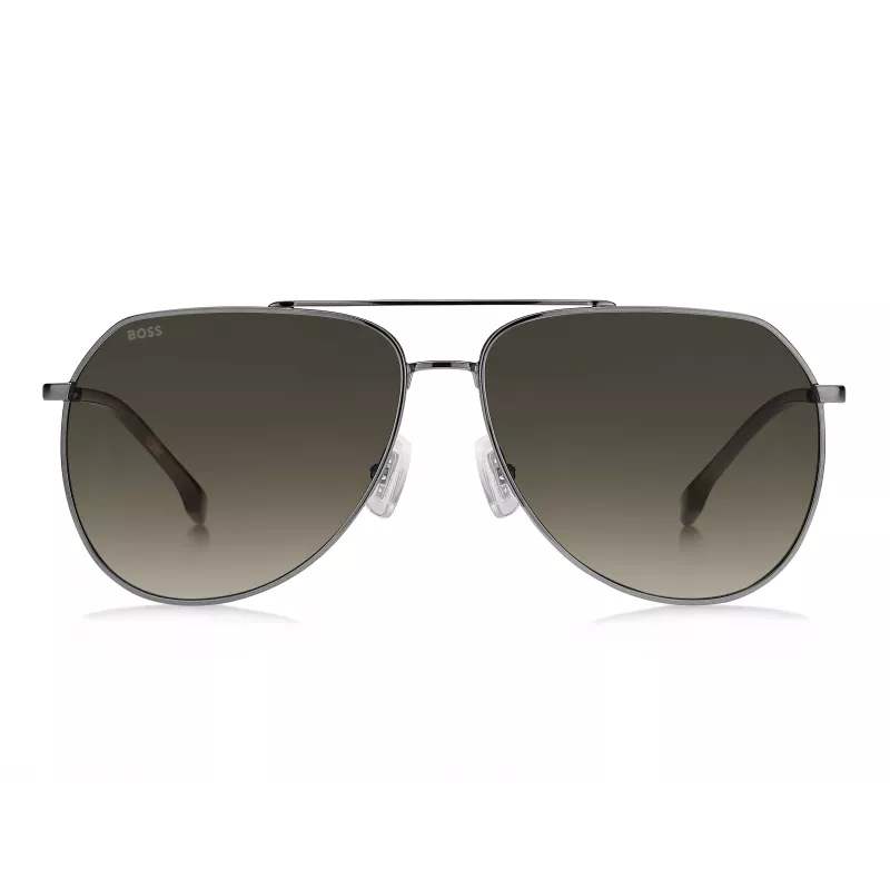 BOSS Man BOSS1447SKJ1G Rectangular Sunglasses - Black Acetate Frame, Grey Polycarbonate Lenses, UV400 Protection