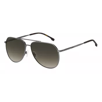 BOSS Man BOSS1447SKJ1G Rectangular Sunglasses - Black Acetate Frame, Grey Polycarbonate Lenses, UV400 Protection