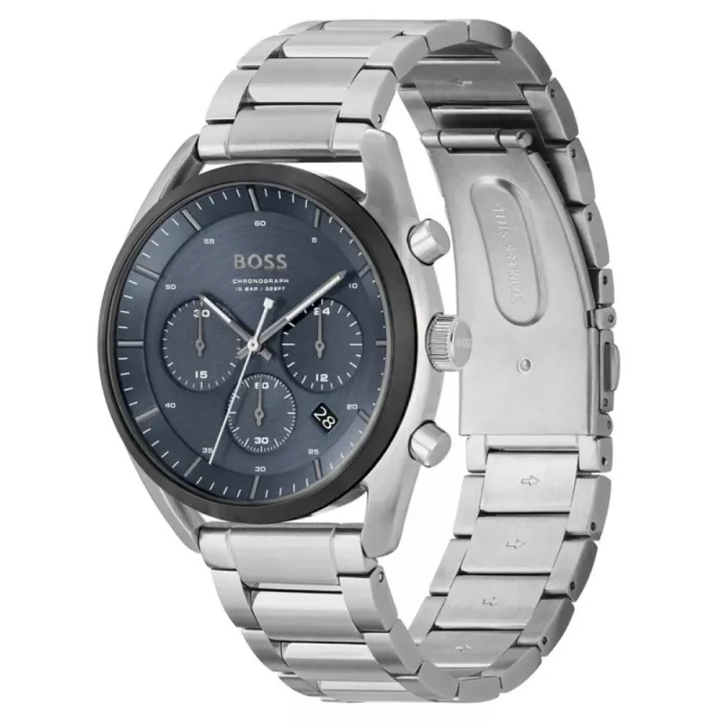 BOSS Men's Skymaster Chronograph Watch 1514093 44mm Stainless Steel Blue Dial