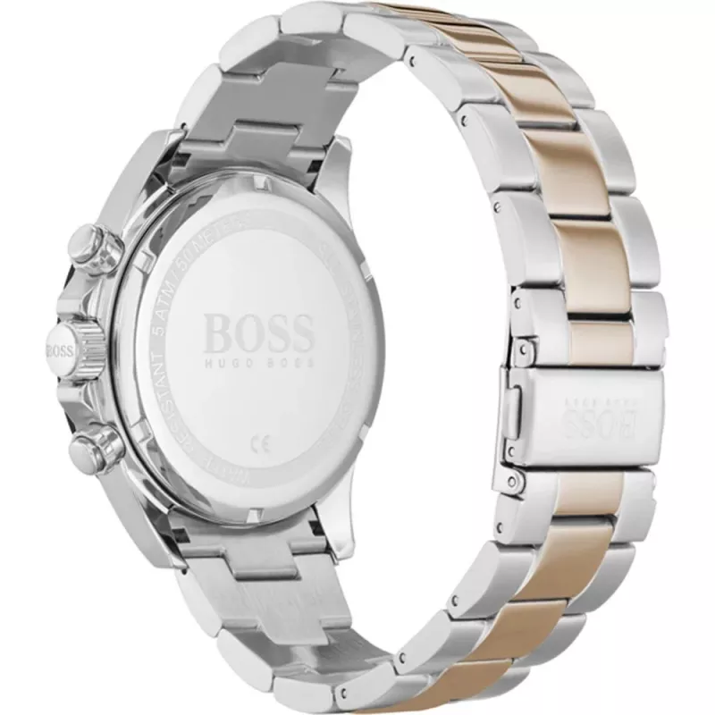 BOSS Men's Watch 1513757 43mm Stainless Steel Blue Dial Brown Leather Chronograph