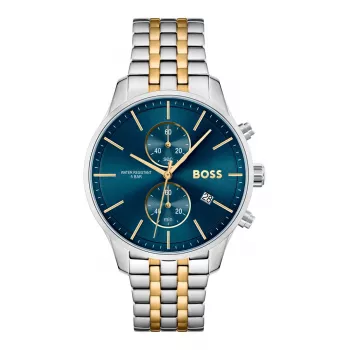 BOSS Men's Watch 1513976 (42mm) - Blue Dial, Brown Leather Strap