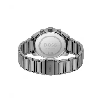 BOSS Men's Watch 1514005 44mm Stainless Steel Case Blue Dial Brown Leather Strap Chronograph Quartz