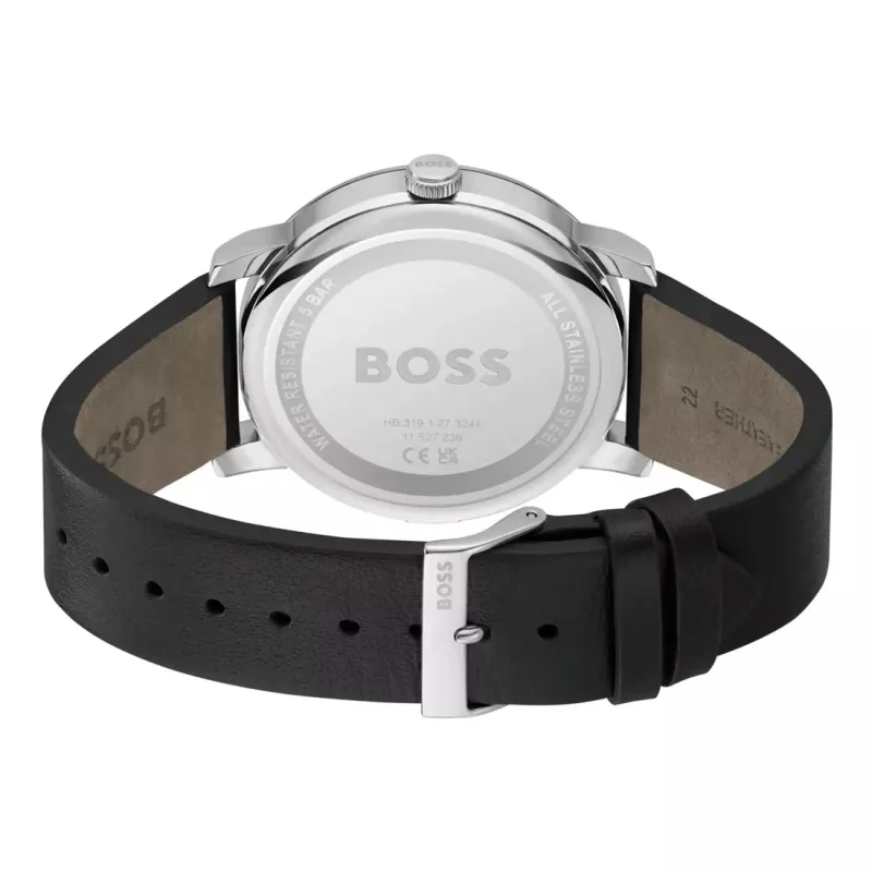 BOSS Men's Watch 1514125 Velocity Quartz Chronograph 44 mm Blue Dial Brown Leather Strap