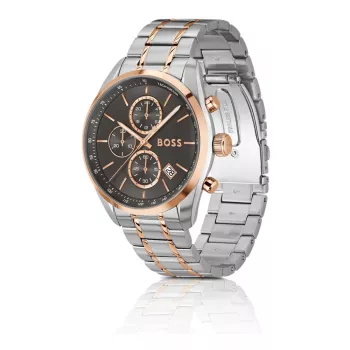 BOSS Men's Watch 1514252 44mm Quartz Chronograph Stainless Steel Silicone Black