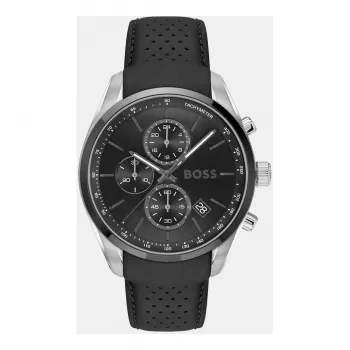 BOSS Watch Man 1514224 (44.5mm) Quartz Chronograph Blue Dial Brown Leather Strap