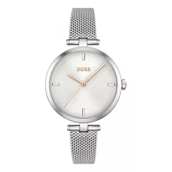 BOSS Women's 1502653 Quartz Analog Watch 32mm Stainless Steel Mesh Strap Silver