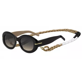 BOSS Women's Rectangular Sunglasses BOSS1521NS0WM 51/21/145 mm Black/Grey