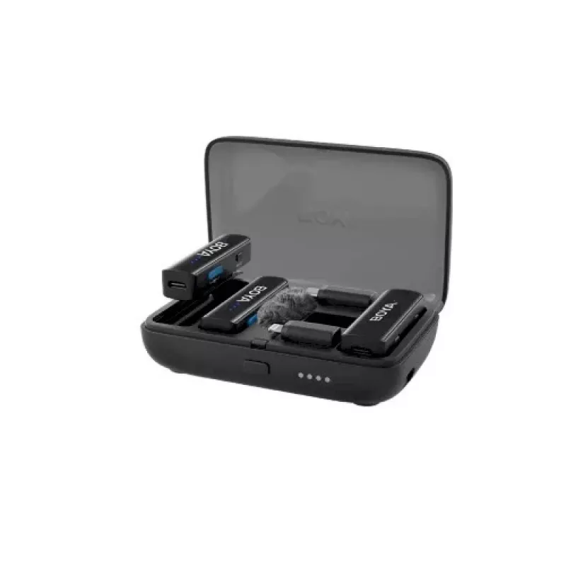 BOYA BOYALINK-TX Wireless Microphone System, 2.4GHz, 1 Receiver and 2 Transmitters, Ultra-Long Battery Life, Black
