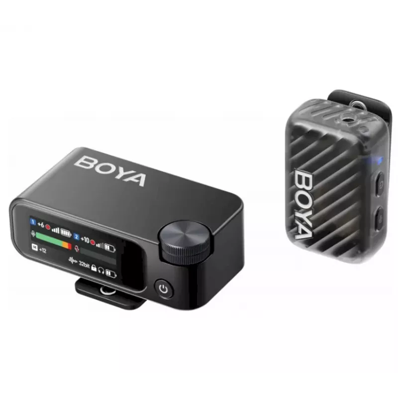BOYA BOYAMIC 2-02 Wireless Microphone System 2.4GHz, AI-Powered Noise Cancellation, 2 Receivers + 1 Transmitter (USB-C) Black