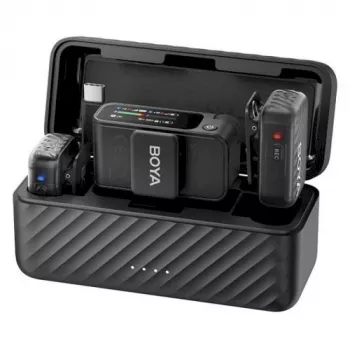 BOYA BOYAMIC 2-02 Wireless Microphone System 2.4GHz, AI-Powered Noise Cancellation, 2 Receivers + 1 Transmitter (USB-C) Black