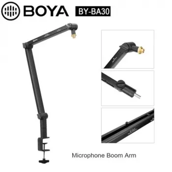 BOYA BY-BA30 Microphone Boom Arm (Steel, Black) - Desk Clamp Mount, 800mm Reach, 360° Rotation, 1.1kg Capacity, 3/8 inch Thread with 5/8 inch Adapter