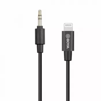 BOYA BY-K1 3.5mm TRRS Male to Lightning Male Audio Adapter Cable (20 cm, Black)