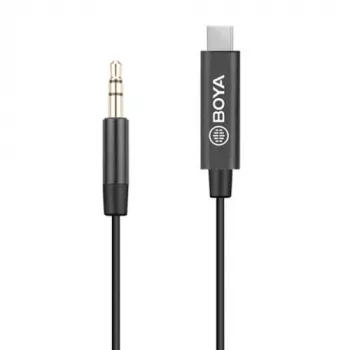 BOYA BY-K2 USB-C to 3.5mm TRRS Audio Adapter Cable (20cm, Black)