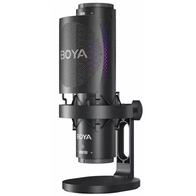 BOYA K9 Wired Condenser Microphone, Omnidirectional, Noise Cancellation, Real-time Monitoring, USB-A/USB-C, Black