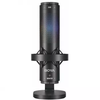BOYA K9 Wired Condenser Microphone, Omnidirectional, Noise Cancellation, Real-time Monitoring, USB-A/USB-C, Black