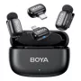 BOYA Mini 2-01 Wireless Microphone System 2.4GHz with 2 Transmitters and 2 Receivers (USB-C and Lightning) Black