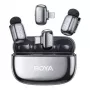 BOYA Mini 2-01 Wireless Microphone System with AI Noise Cancellation, 2 Transmitters and 2 Receivers (USB-C and Lightning), Space Gray