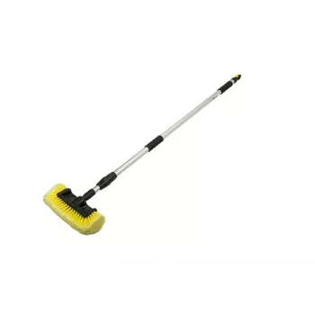 Bradas ESQ2780 Heavy-Duty Scrub Brush for Outdoor Surfaces, Patios, Floors, Ergonomic Grip, Medium-Hard PP Bristles, Green/Grey
