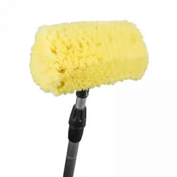 Bradas ESQ2780 Heavy-Duty Scrub Brush for Outdoor Surfaces, Patios, Floors, Ergonomic Grip, Medium-Hard PP Bristles, Green/Grey