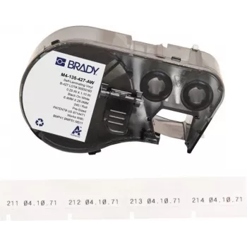 Brady B-427 Self-Laminating Vinyl Wire Marker Labels, White/Translucent, 38.1mm x 38.1mm, 240 Labels/Roll, for BMP41/BMP51/BMP53/M511